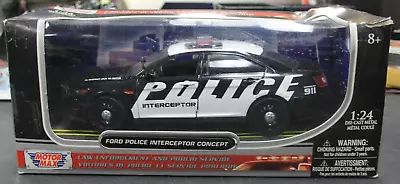 Motor Max Black & White Ford Police Interceptor Concept 1/24 Diecast New W/ Box • $9.99