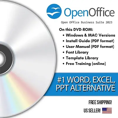 Open Office 2023 | Word Processor Slide Show Spreadsheet Software Suite | DVD • $18.98