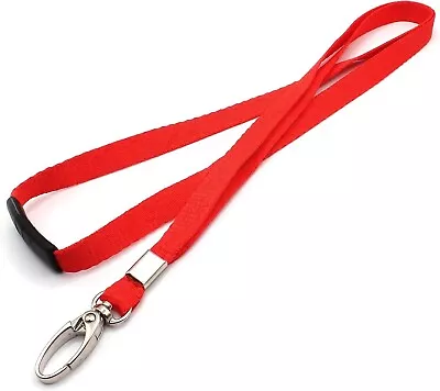 Red Lanyard Neck Straps Metal Clip For ID Badges Card Pass Holder Work Safety • £1.90