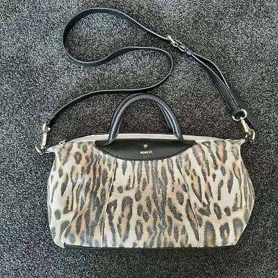 Mimco Vista Mini Tote Bag Leopard Print Bag Black With Gold Coloured Accents • $68