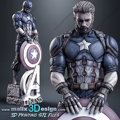 Captain America Marvel 1/4-1/24 Figure Fan Art 3d Print Statue Sanix3dmfw • £87.32