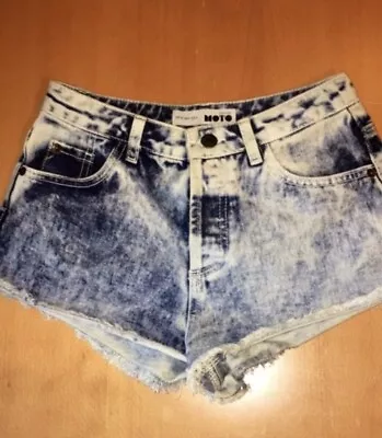 Topshop Acid Wash High Waisted Denim Shorts (8) • £6