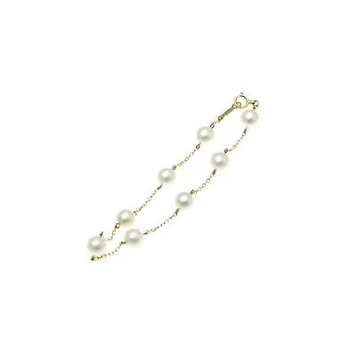 Mikimoto Station Pearl Bracelet Yellow Gold 18cm K18YG 6.3mm Pearl 17㎝ • $643.50