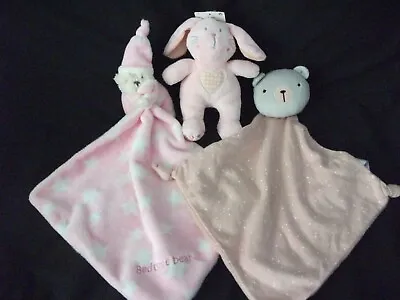 MOTHERCARE My Bedtime Bear NEXT Pink Bunny GEORGE Pink Comforter • £10