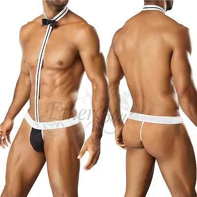 Sexy Men Mankini Collared Stag Costume Suspender Thong Underwear Swimwear • £4.35