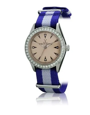 Toy Watch Women's Swarovski Crystals Stainless Steel Blue Gray Strap 36mm Watch • $58.65