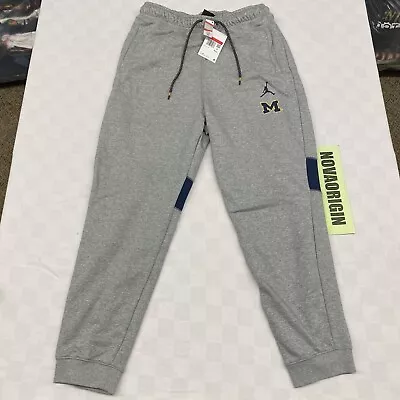 New Large Nike JORDAN Michigan Wolverines Fleece Pants DD6117-063 Grey Heather • $49.99