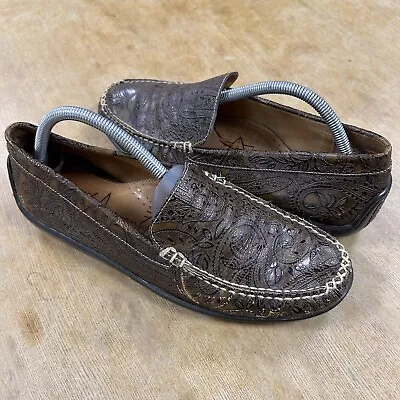 Martin Dingman Leather Paisley Loafer Slip-On Shoes Brown Men’s Size 9.5 Used • $30.49