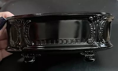 Vintage Black Amethyst Glass 4-Footed Dish Bowl • $18