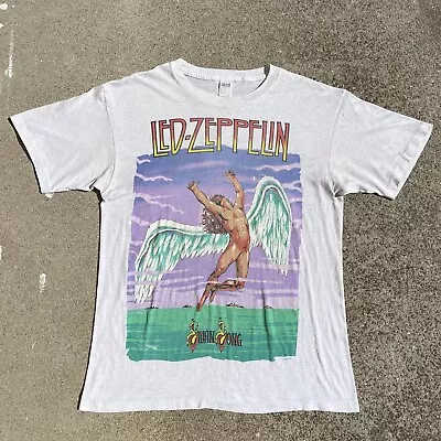 Vintage 80s LED ZEPPELIN T Shirt SOFT & THIN 1989 SWAN SONG Tour Rock Album • $150