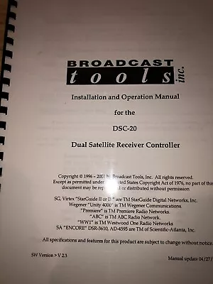 Broadcast Tools Owners Operation Manuals (pick One) • $15