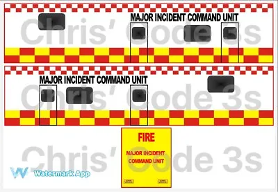 Code 3 Adhesive Vinyl Trailer Decal - Fire Incident Command - 1/50 1/76 1/148 • £8