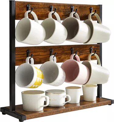 Extra Large Rustic Coffee Mug Holder Stand Tree Holder Rack Base Kitchen Storage • $29.98