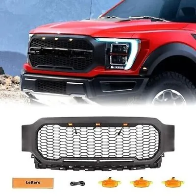 Fits For 2021 2022 Ford F-150 Raptor Style Front Bumper Grille W/Amber Lights • $646.80