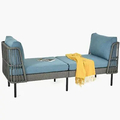 74 Inch Garden Day Bed W/ Cushion Outdoor Patio Bench Sun Lounge Chair Furniture • $224.99