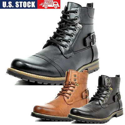 US Men's Military Motorcycle Boots Combat Riding Modern Ankle Boots • $35.14