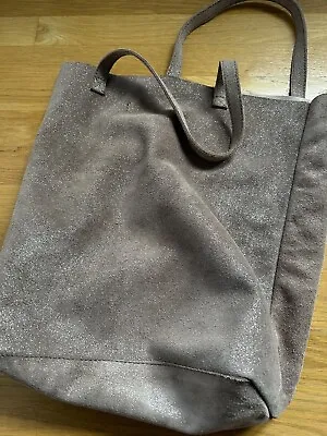 Monserat De Lucca Women's Silver Sparkly Suede Leather Tote Bag • $29