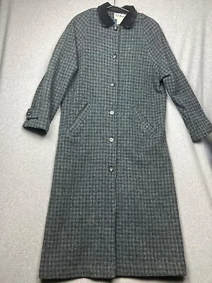 Vintage LL Bean Plaid Wool Oversized Trench Coat Women Size M 90's Hobo Classic • $76.92