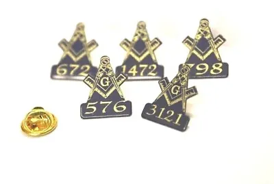 MASONIC LAPEL PIN BADGE / TIE PIN GIFT X5 PERSONALISED WITH ANY LODGE NUMBER • £9.99