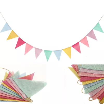 12 Flags Colorful Reusable Bunting Wedding Birthday Outdoor Garden Party Decor • £3.80