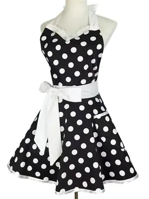 Women Polka Dot Apron Princess Maid Chef Cleaning Kitchen Work Home Cafe Florist • $29.66