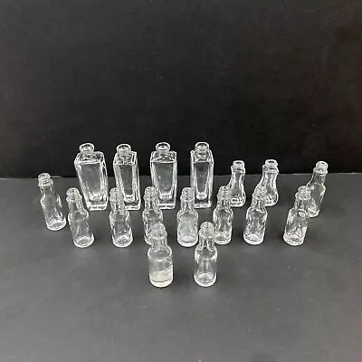 Vintage Lot Of 17 Miniature Clear Glass Bottles 2.25  To 2.75  Multiples • $18.52