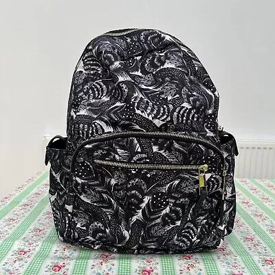 Accessorize London Black & White Backpack With Plenty Of Zipped Storage Pockets • £8