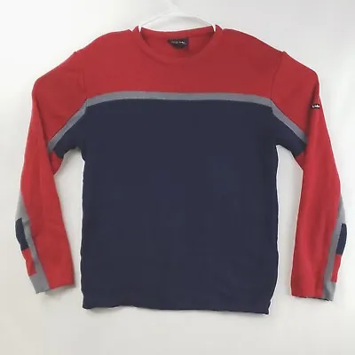 Vintage Lido Sweater Mens Large Red Blue Knitted Ski USA-Made Crew Neck Pullover • $29.99