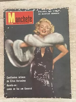 Manchete 1957 - Marilyn Monroe Cover Brazilian Vintage Magazine Rare Hollywood • $49