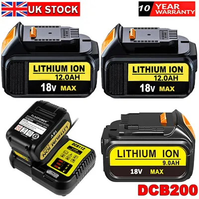 2x 12AH For DeWalt Battery 18V 9.0Ah Li-ion XR Slide DCB182 DCB184 DCB200 DCF887 • £47.95