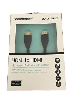 2 X SANDSTROM Black Series S3HDM115 High Speed HDMI Cable With Ethernet 3 M • £21