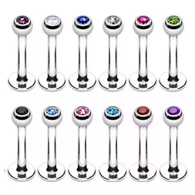 12pcs Gem Labrets Wholesale Lot Body Jewelry 14g/16g Monroes 316L Surgical Steel • $11.50