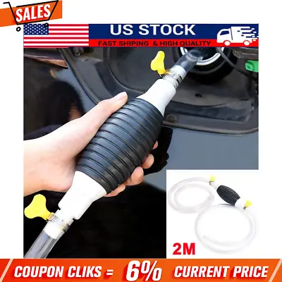 Car Manual Siphon Pump Fuel Gas Transfer Oil Liquid Hand Air Pumps Universal • $5.19