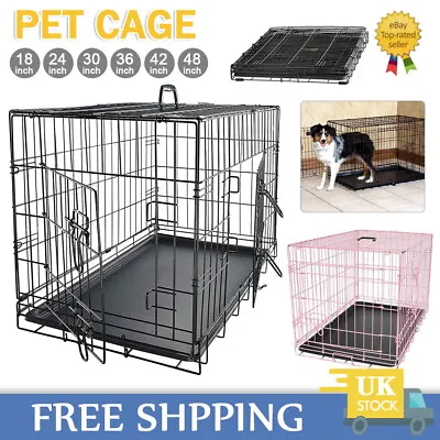 £60.99 • Buy Folding Dog Cage Pet Puppy Crate Carrier Home Training Kennel Door S M L XL XXL