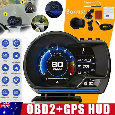 HUD Gauge Auto Head Up Display Gauge GPS Digital Speedometer OBD2 Smart Car AU • $54.99