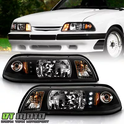 1987-1993 Mustang 6in1 LED 1PC Black Headlights W/Built In Corner/Parking Signal • $115.88