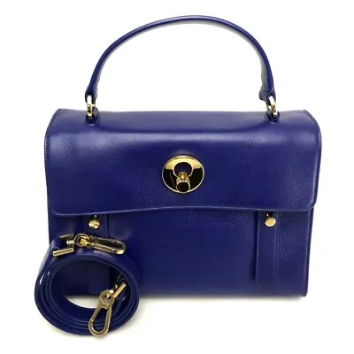 $990 • Buy SAINT LAURENT PARIS Mini Muse Two 2WAY Hand Bag Leather Blue