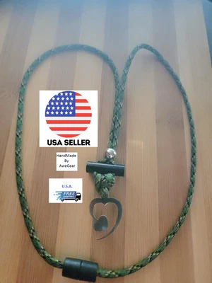 $10.99 • Buy Fire Starter Survival Necklace Flint Steel Kit Heart Striker Ferro Bushcraft