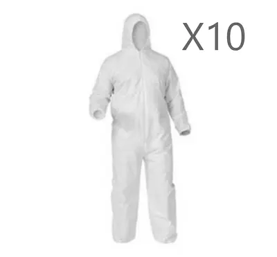 10x Disposable Hooded Coverall Type 5&6 Spraying Suit Overall Spray Paint Large • £39.95