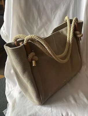 Michael Kors Isla Large Tote Grab Bag Natural Taupe Canvas Classy Summer Look • $65