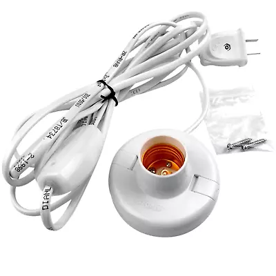 1Pcs White Hanging Light Cord E27 Light Bulb Socket To 2-Prong With On/Off Switc • $19.37