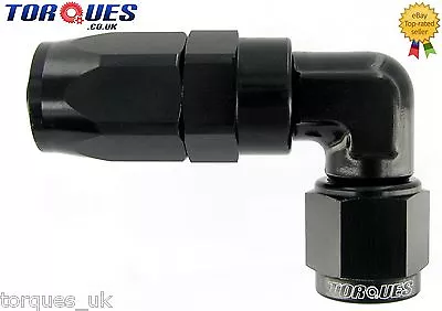 AN -6 (6AN JIC-6) 90 Degree Fast Flow FORGED Stealth Black Hose Fitting • £10.99