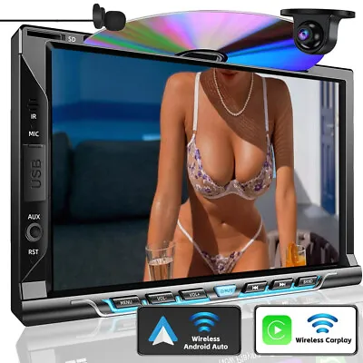 Backup Camera 7'' Double 2Din Car Stereo Radio CD DVD Player Bluetooth CarPlay • $119.99
