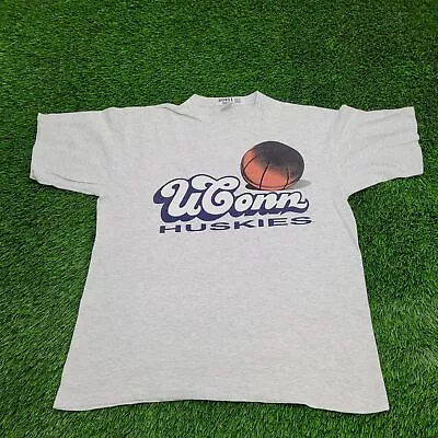 Vintage UCONN Huskies Basketball Athletic Shirt XL-Short 24x29 Gray Apparel USA • $66.95