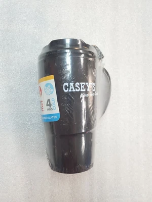 $25 • Buy Travel Mug Hot Cold Vacuum Insulated  Casey's Store Black Plastic NEW