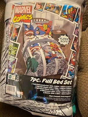 NWT Marvel COMICS AVENGERS 7 Piece Twin/Full Comforter & Sheet Set Bed In A Bag • $99.99