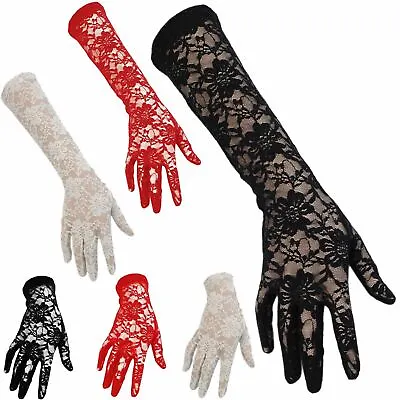 £4.99 • Buy Ladies Womens Lace Gloves Elegant Burlesque Wedding Hen Night Fancy Party Dress