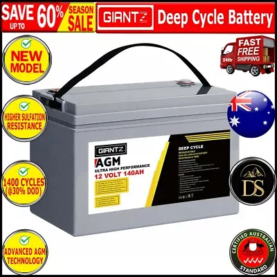 Giantz 140Ah Deep Cycle Battery 12V AGM Marine Sealed Power Portable Box Solar • $233.43