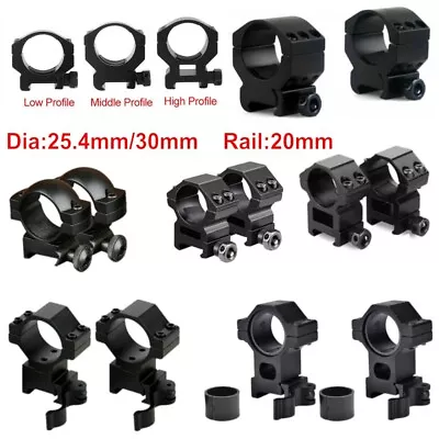 Pair 25.4mm/30mm Low/Middle/High Profile Scope Rings For Picatinny Weaver Mount • $16.99