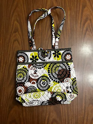 Vera Bradley Floral Cocoa Moss Tote Shoulder Bag Brown Green Toggle Loop • $19.99